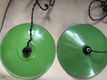 Load image into Gallery viewer, Pair of vintage French enamel ceiling lights