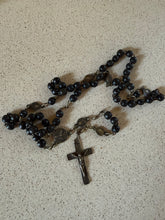 Load image into Gallery viewer, Antique French jewellery box, silver rosary bead cross and mirror