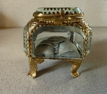 Load image into Gallery viewer, Antique French jewellery box, silver rosary bead cross and mirror
