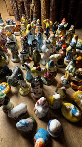 70 French vintage ceramic figures (fèves)