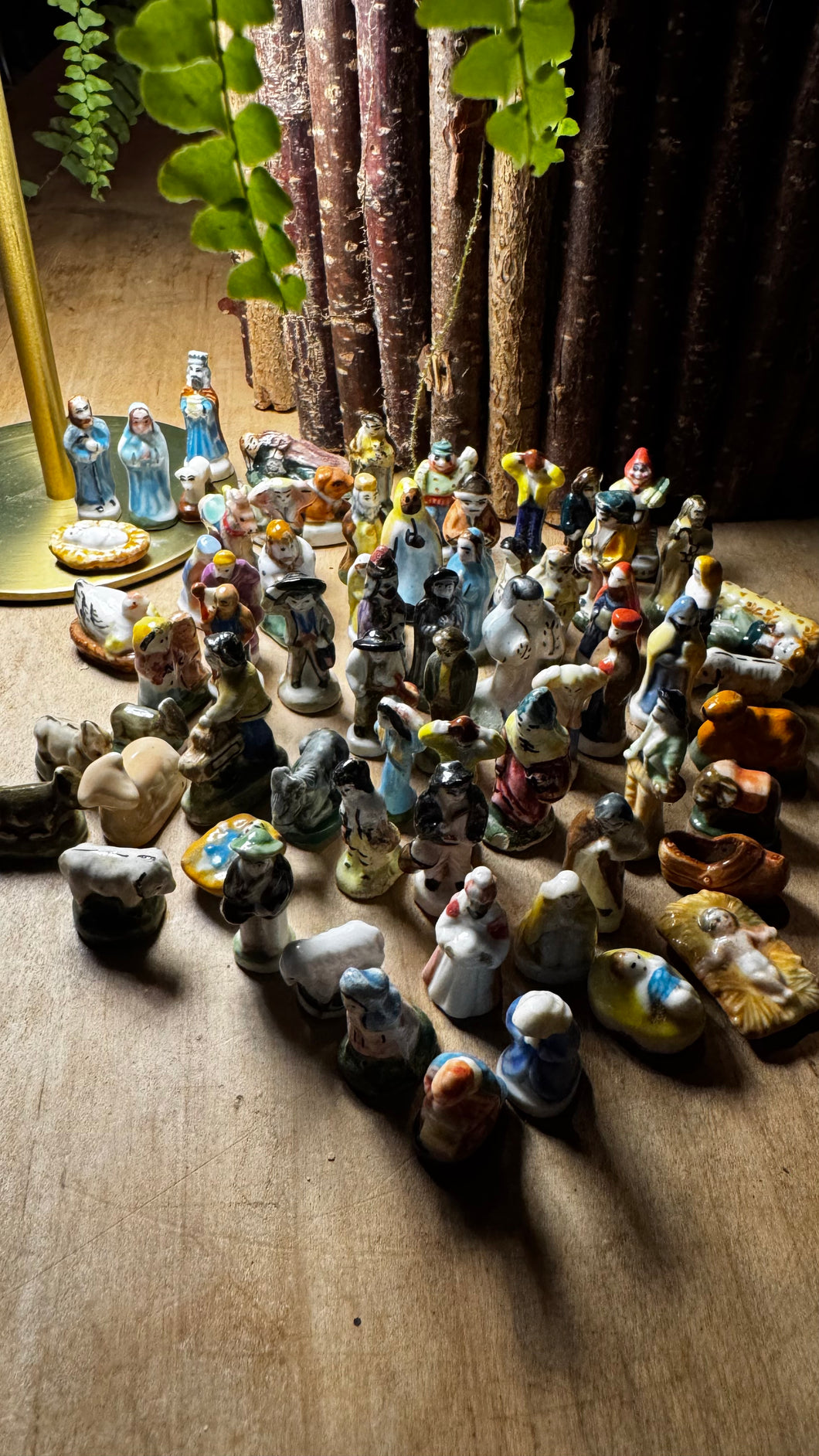 70 French vintage ceramic figures (fèves)