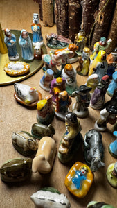 70 French vintage ceramic figures (fèves)