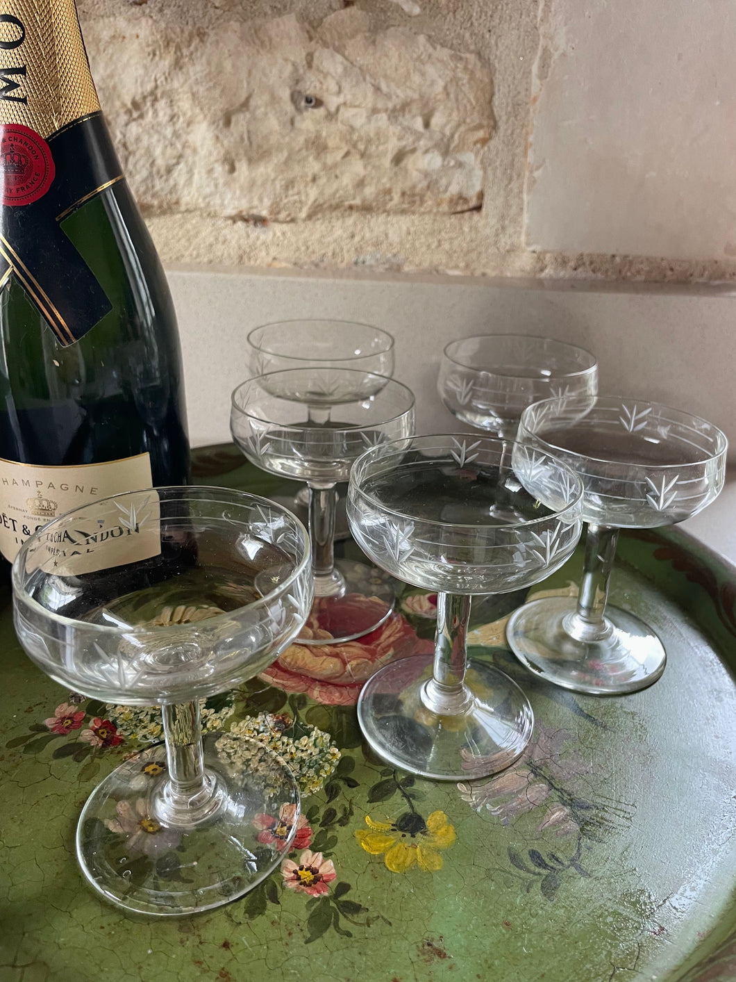 6 Antique Champagne Coupes