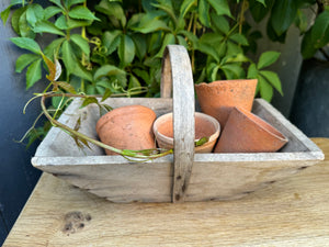 Antique French Trug and Clay Pots