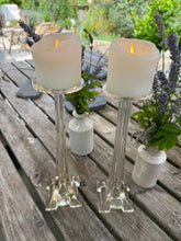 Load image into Gallery viewer, Antique Pair Glass Church Pillar Candle sticks
