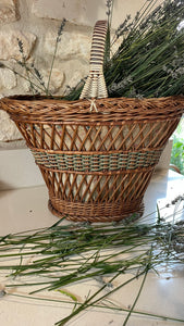 Antique French Fabric Lined Basket