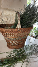Load image into Gallery viewer, Antique French Fabric Lined Basket
