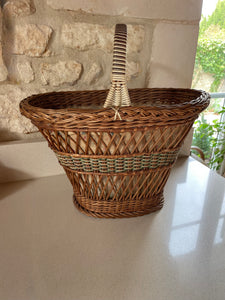Antique French Fabric Lined Basket