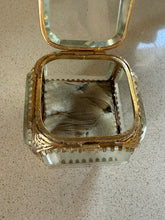 Load image into Gallery viewer, Antique French jewellery box, silver rosary bead cross and mirror
