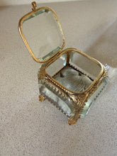 Load image into Gallery viewer, Antique French jewellery box, silver rosary bead cross and mirror
