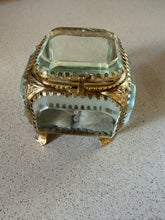 Load image into Gallery viewer, Antique French jewellery box, silver rosary bead cross and mirror
