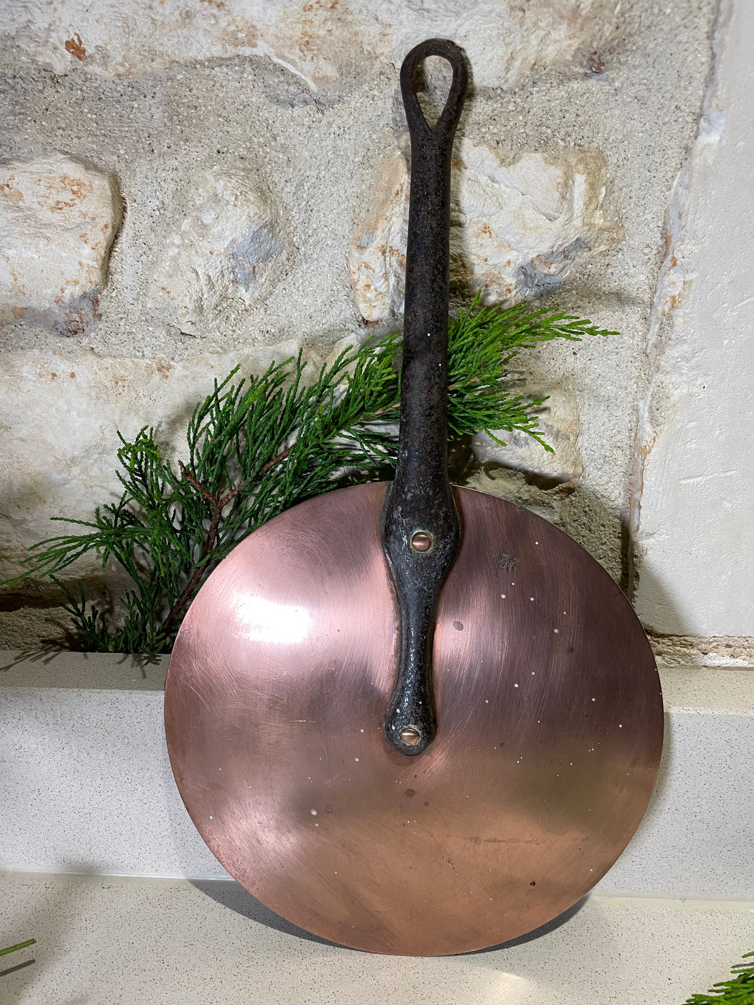 Antique French Copper Pan Lid 22cms